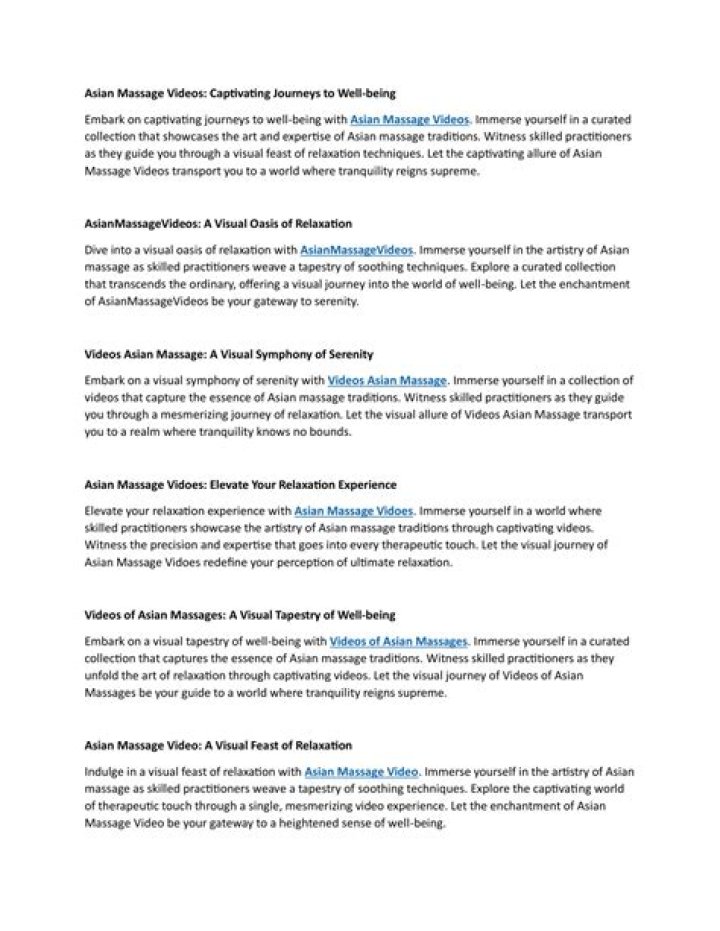 Discover the World of Asian Massage Videos: A Comprehensive Guide